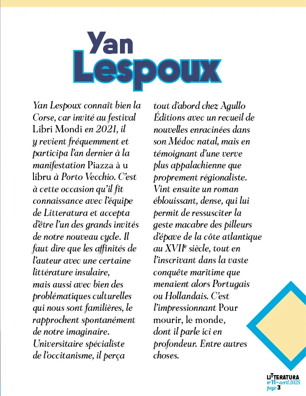 Litteratura N°11 avec Yan Lespoux - Magazine litterature Sandrine Lucchini